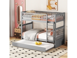Litera Gris De 90x200 Con Barandillas Altas Para Niños