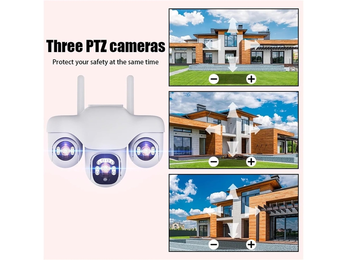 Cámara Ip Solaire Extérieure Sans Fil Wifi/ 4g 15 Mp 3 Objetivos Detección Ptz Vigilancia Humana