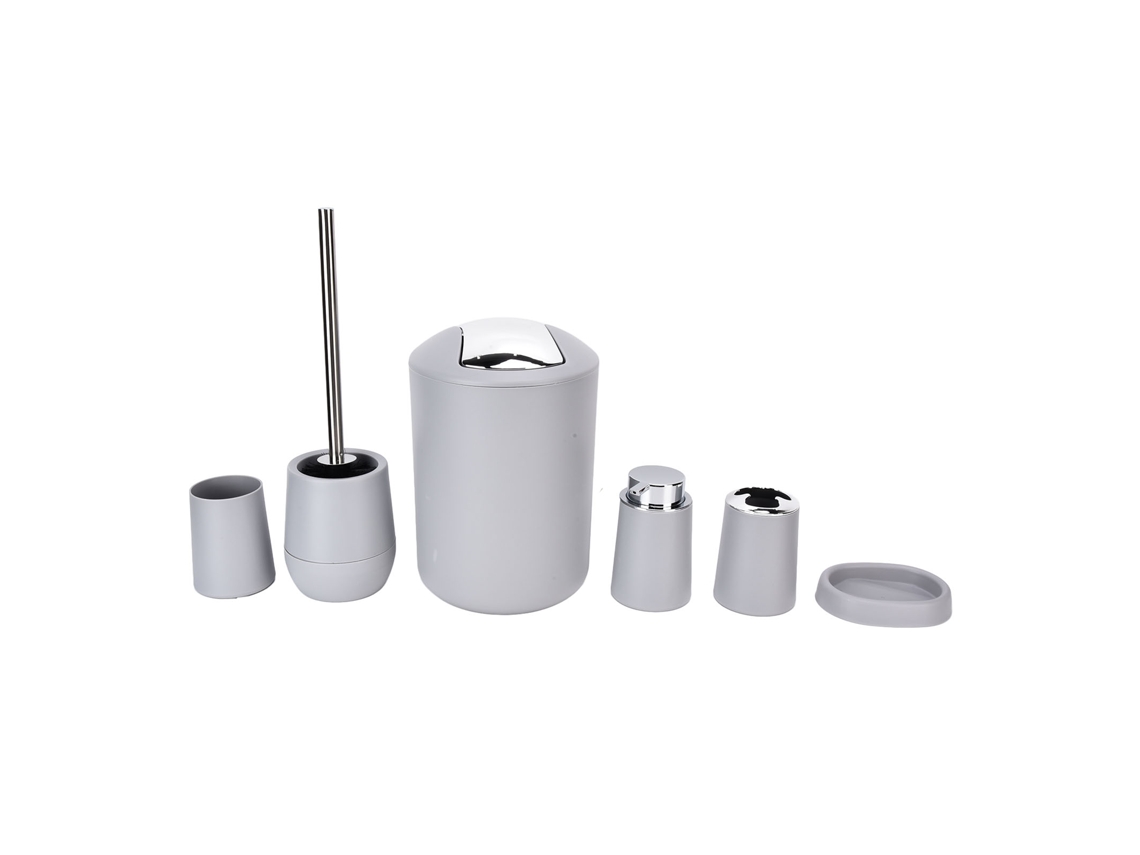 Juego de accesorios de baño de 6 piezas, gris plateado