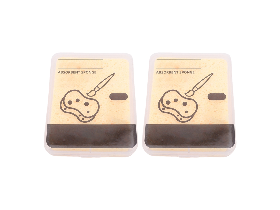 Juego De 2 Esponjas Rectangulares Absorbentes Para Pintura Con Caja De Almacenamiento Para Arte Y Limpieza - Amarillo