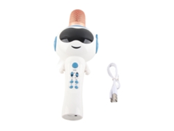 Microfone Bluetooth Infantil Sem Fio Com Modo De Som Inteligente E Luzes Coloridas Azul