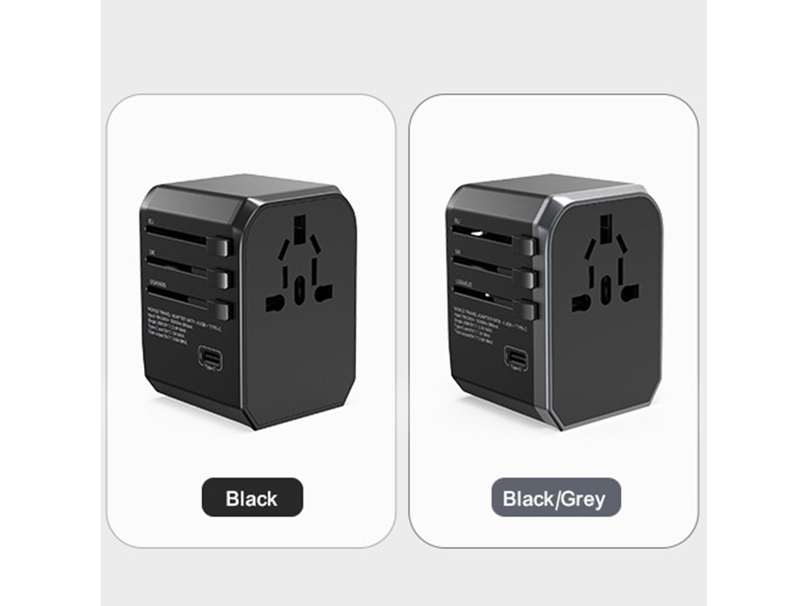 Adaptador De Viaje Universal Con 8 Tomas De Corriente Y Puertos Usb-c/usb-a, Carga Rápida, Compatible Con Más De 200 Países.