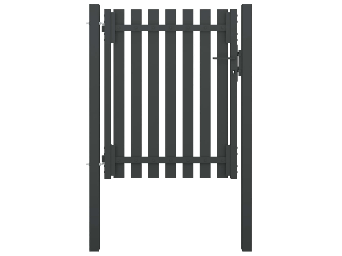 Puerta De Valla Del Jardín De Acero Gris Antracita 1x1,5 Cm