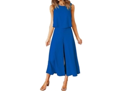 Fasst-conjunto De Verano Para Mujer Roylamp Con Camiseta Corta Cuello Redondo Y Pantalones Anchos Cortos