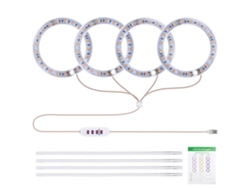 Luces de cultivo para plantas de interior, 4 cabezales, 6,2 W, 301,7 lm, 80 LED, 4000 K, alimentación USB, temporizador de 8 h, 12 h y 16 h, 5 niveles de brillo