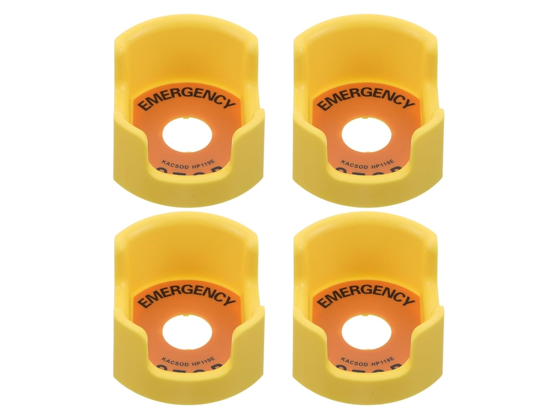 Juego De 4 Fundas Protectoras Amarillas Para Botón De Parada De Emergencia, Modelo Redondo Grande, 8x65x39 Cm, Robustas.