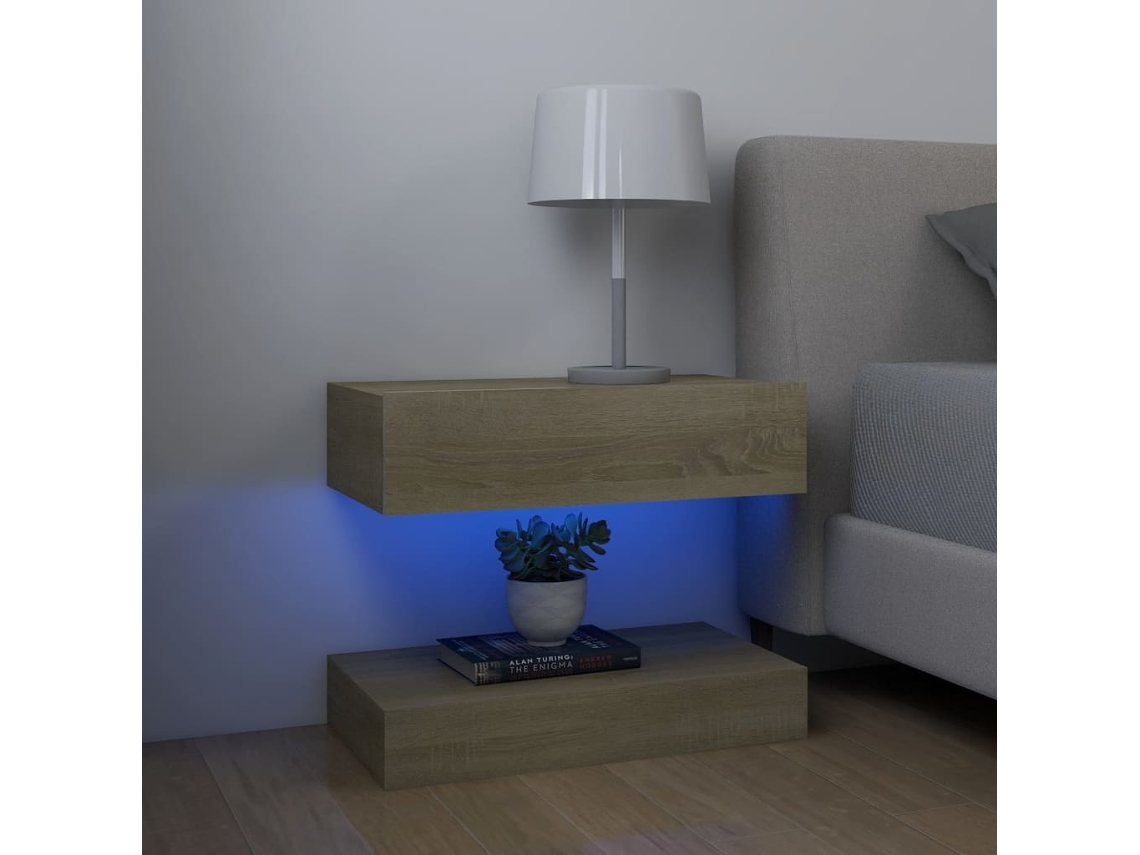 Mesitas de Noche LOVELY HOME Mesinha 2 Pcs 60X35 Cm Contraplacado Carvalho Sonoma