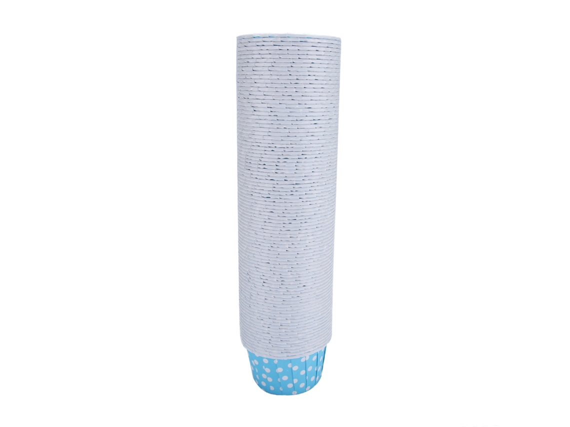 VVJIJILLY 100 mini forminhas redondas para cupcake, ideais para assar bolos, muffins, tortas, festas, uso doméstico e casamentos. Azul.
