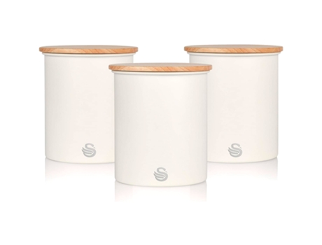 Botellas de Cocina SWAN 3 x 0,84L (17 x 13 x 13cm - Acero al Carbono - Blanco)