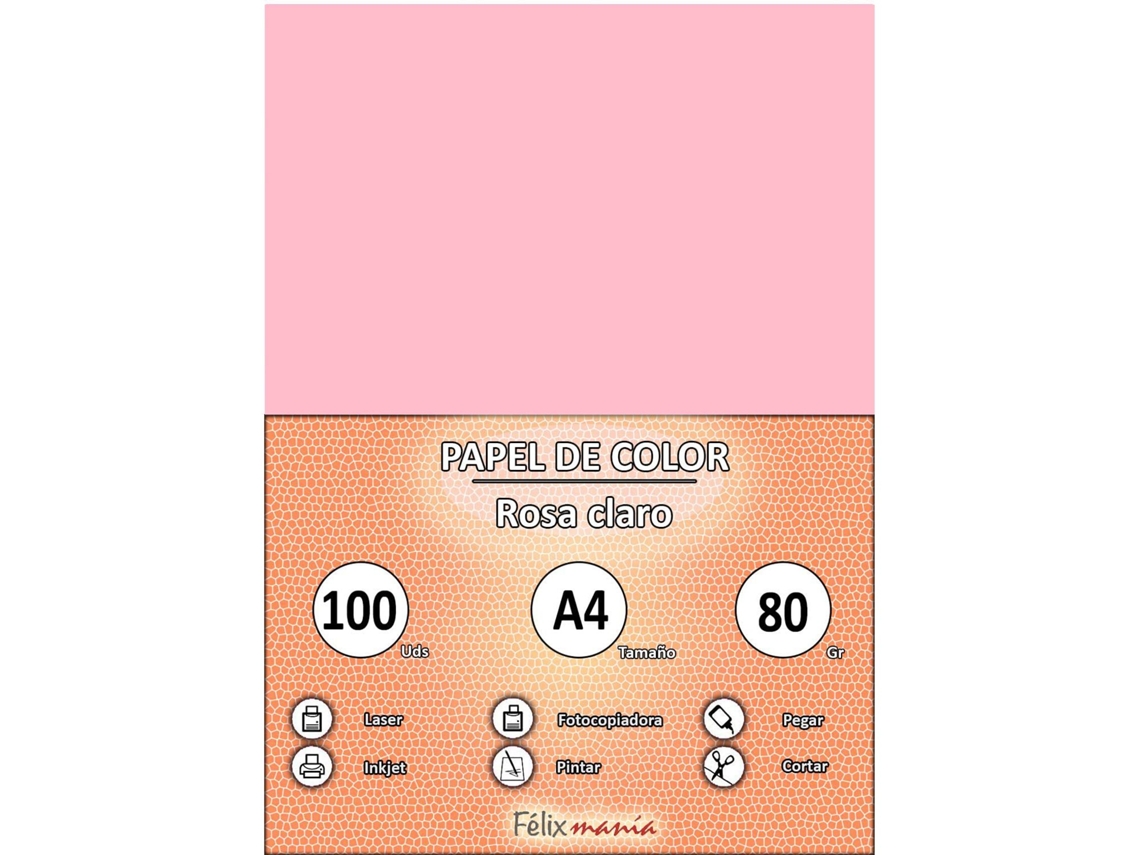 A4 80Gr Papel Rosa Claro 100 Hojas