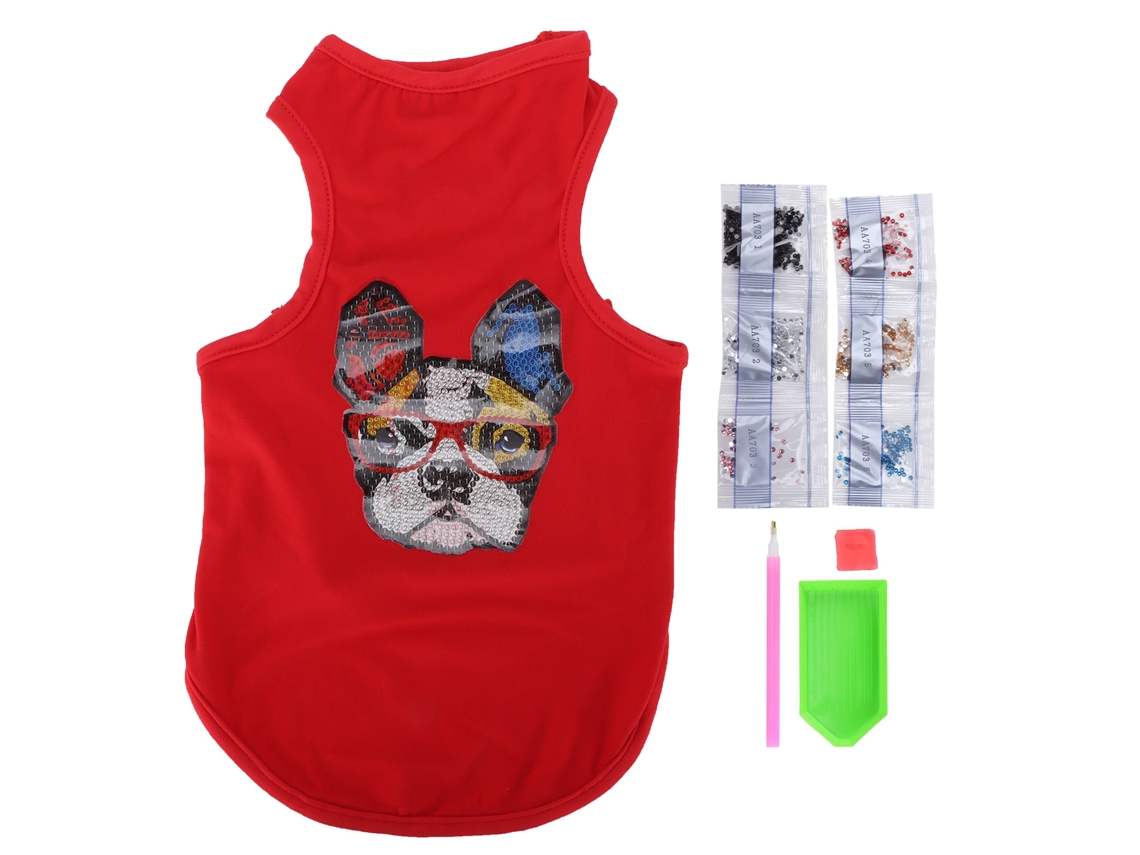 Adorable Camiseta Para Perro Bulldog Con Diamantes De Imitación, Suave, Elástica, Para Perros Maltés Y Pomerania, Talla S, Roja.