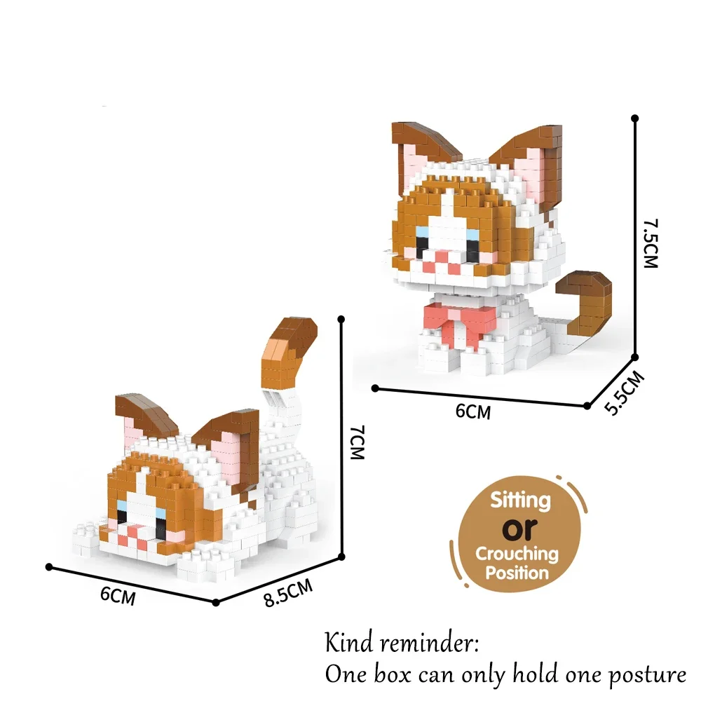 Lindo Juego De Bloques De Construcción En Miniatura Con Forma De Gato, Que Se Puede Construir En Dos Formas Adorables.