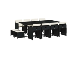 Maison Exclusive - Set Comedor De Jardín Con Cojines 13 Pzas Ratán Sintético Negro