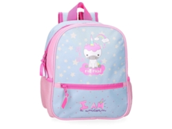 Mochila escolar enrollable de poliéster azul claro con la frase "I Am A Unicorn"