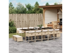 Conjunto 15 Peças Jantar P/Jardim Com Almofadões Beige Dkd Home Decor