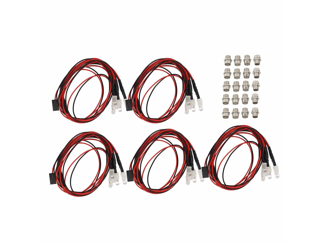 Kit De Iluminación Universal Rc De 4 Led Rojos Y Blancos De 5 Mm Para Traxxas Hsp Redcat Tamiya (5 Piezas)