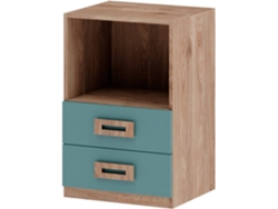 Mesita de Noche MUEBLAM Roble Aqua Blue Melamina (48x73x42 cm)