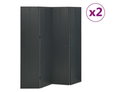 vidaXL Biombos divisores de 4 paneles 2 uds antracita acero 160x180 cm