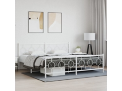 Estructura Cama Sin Colchón Con Estribo Metal Blanco 200x200 Cm