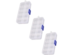 Almacenamiento Plástico 3 Piezas 10 Compartimentos Portátil Organizada Joyas Pendientes Dormitorio Oficina
