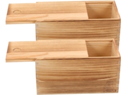 Joyería Almacenamiento Portátil 2 Unidades Madera Deslizante Color Caqui Diseño Sencillo Proteger Joyas Diario