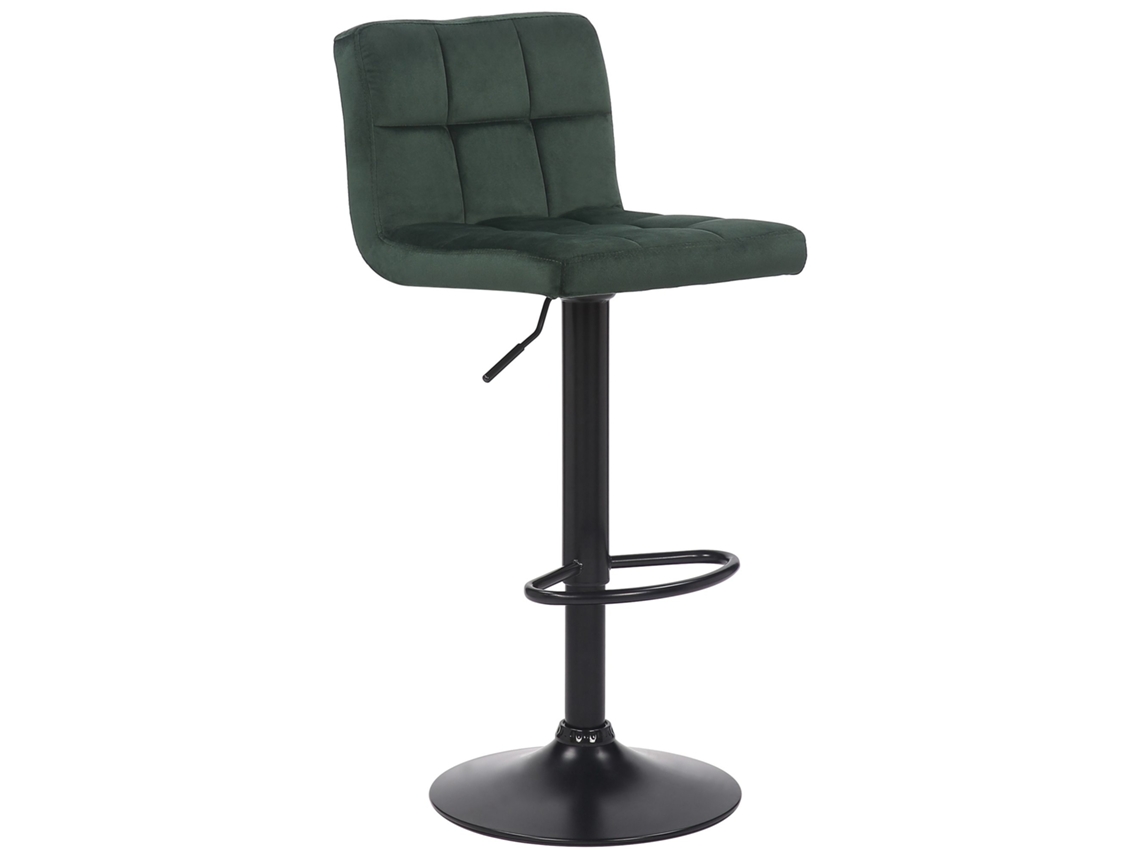 Taburete de bar Feni de terciopelo verde Clp