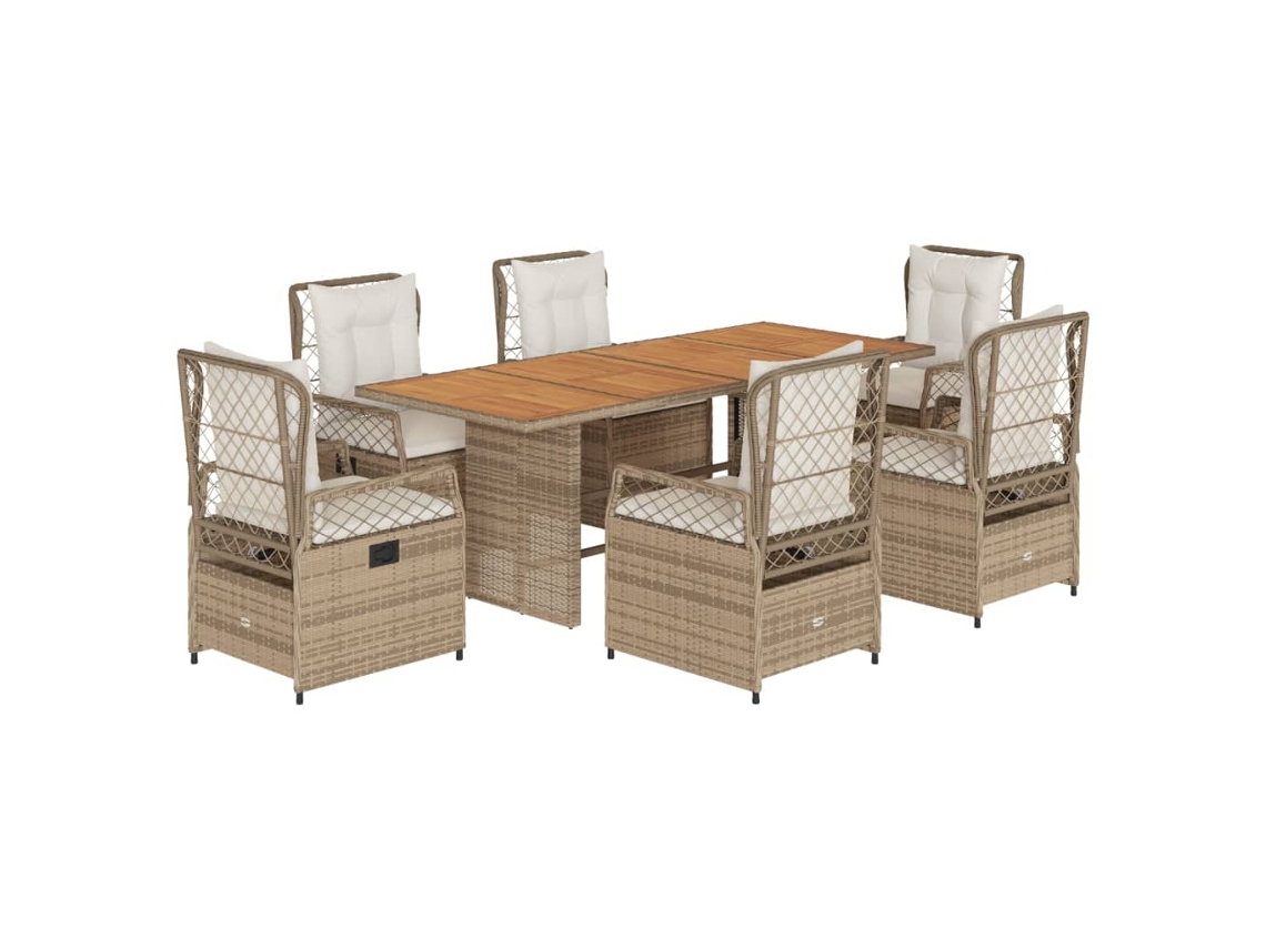 Maison Exclusive - Set Comedor De Jardín 7 Pzas Con Cojines Ratán Sintético Beige