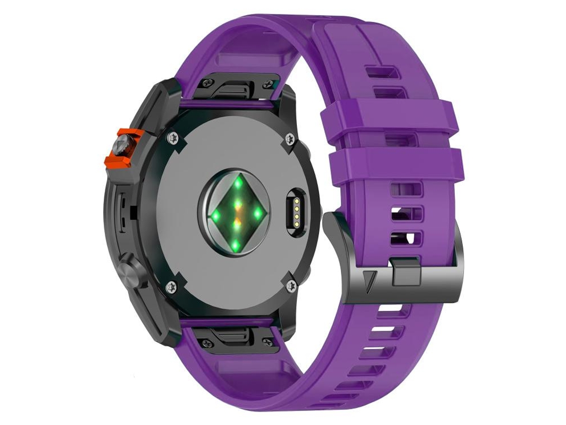 Bracelete Para Garmin (22mm) - Silicone - Liberação Rápida - Fivela De Aço Preta Roxa