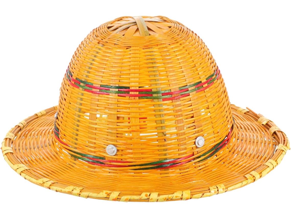 Casco De Seguridad Con Ventilación Eficiente En Bambú Tejido Para Una Protección Solar Transpirable, Color