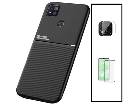 Kit Funda Magnetic Lux ,5D Full Cover y Protector de Cámara Trasera Xiaomi Redmi 9 Activ PHONECARE Negro