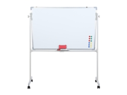 Pizarra blanca Flasidu, altura regulable, con ruedas, doble cara, 60 cm x 90 cm x 160 cm, altura ajustable: 155 cm - 200 cm, blanca
