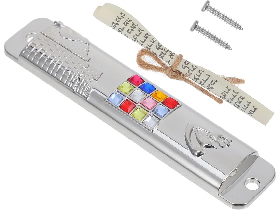 Juegos De Mezuzá Decorativa De Aleación De Zinc Y Papel Plata Con Pergamino Kosher Para Decoración De Puerta En Casa Y