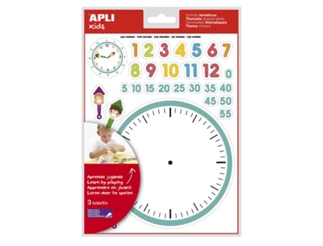 Reloj Etiquetas Autoadhesivas Removibles APLI 3 Hojas