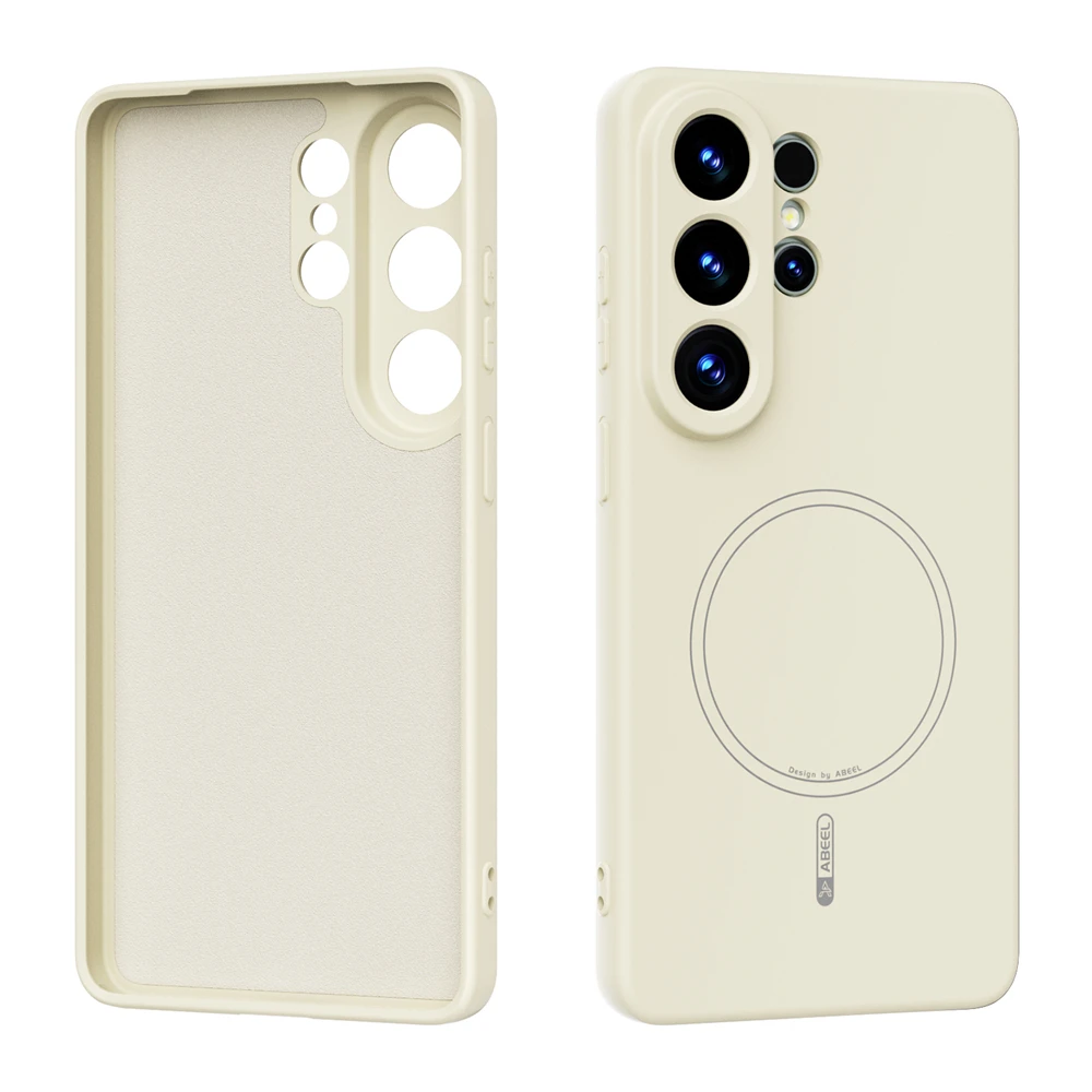 (blanco, Galaxy S25 Ultra) Funda Protectora De Silicona Líquida, Compatible Con Carga Inalámbrica Magnética, Funda Protectora A Prueba De Golpes.