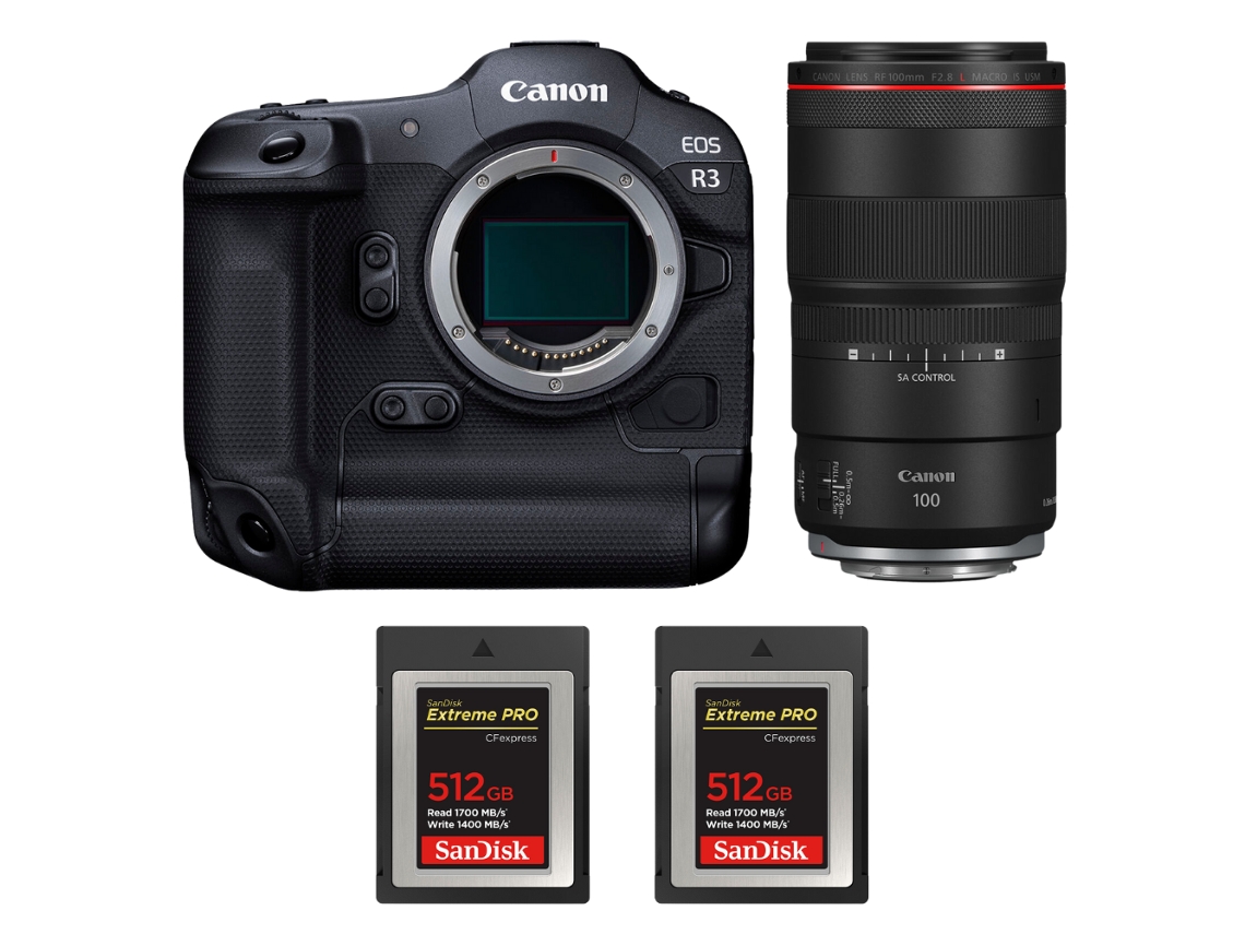 Canon Eos R3 + Rf 100mm F/2.8 L Macro Is Usm + 2 Sandisk 512gb Extreme Pro Cfexpress Type B + Ebook “20 Consejos Para Fotos Que Impactan”