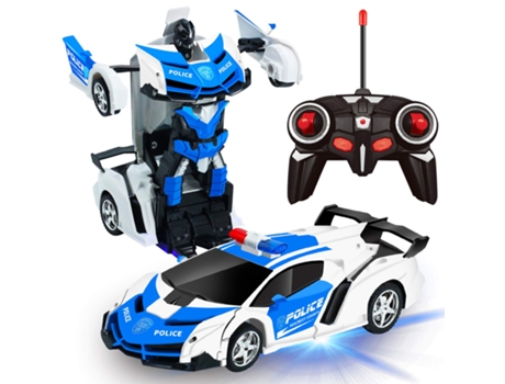 Control Remoto Transform Car Robot Toy 2.4Ghz 1:18 Recargable 360°Rotating Stunt Race Azul VENISYMLIS
