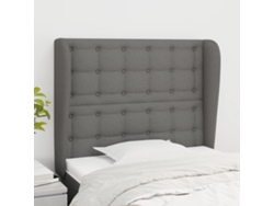 Cabecero Con Orejas De Tela Gris Oscuro 83x23x118/128 Cm