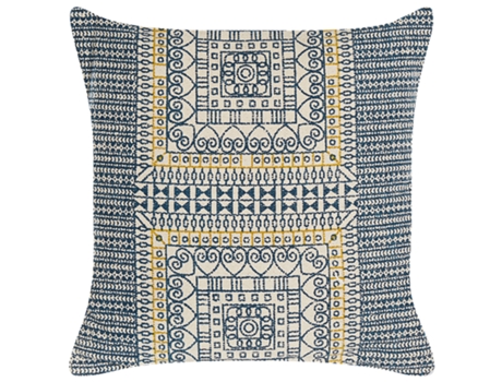 Cojín de algodón azul/blanco/amarillo 50 x 50 cm SIDI