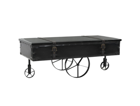 MAISON EXCLUSIVE - Mesa de centro con ruedas madera ingeniería negro 110x52x43 cm