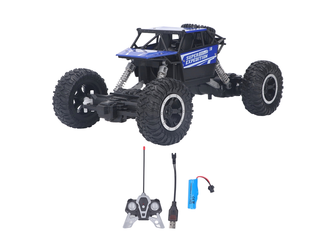 Carro de controle remoto Bj-All Terrain 1:18 2.4g com rodas grandes, derrapante e escalável, modelo elétrico azul
