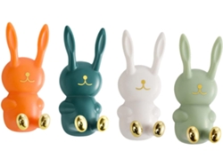 Juego De 4 Ganchos Pared Multicoles Con Forma Conejo Abs, Decorativos Y Resists, Para Colgar Paquetes Abrigos,