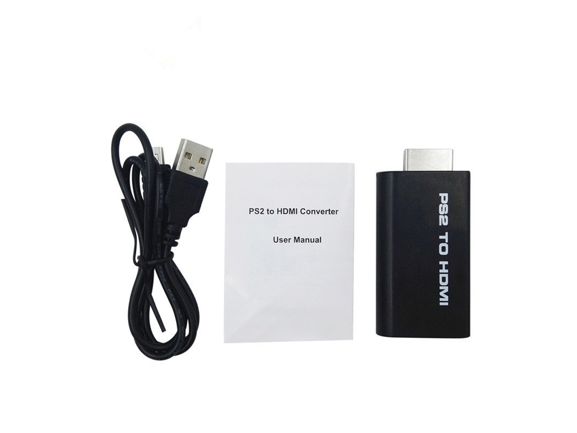 Adaptador Ps2 Para Hdmi, Conversor De Áudio/vídeo Hd - Preto. Adaptador/hub Eficiente Com Alta Velocidade, Ideal Para Casa, Escrit