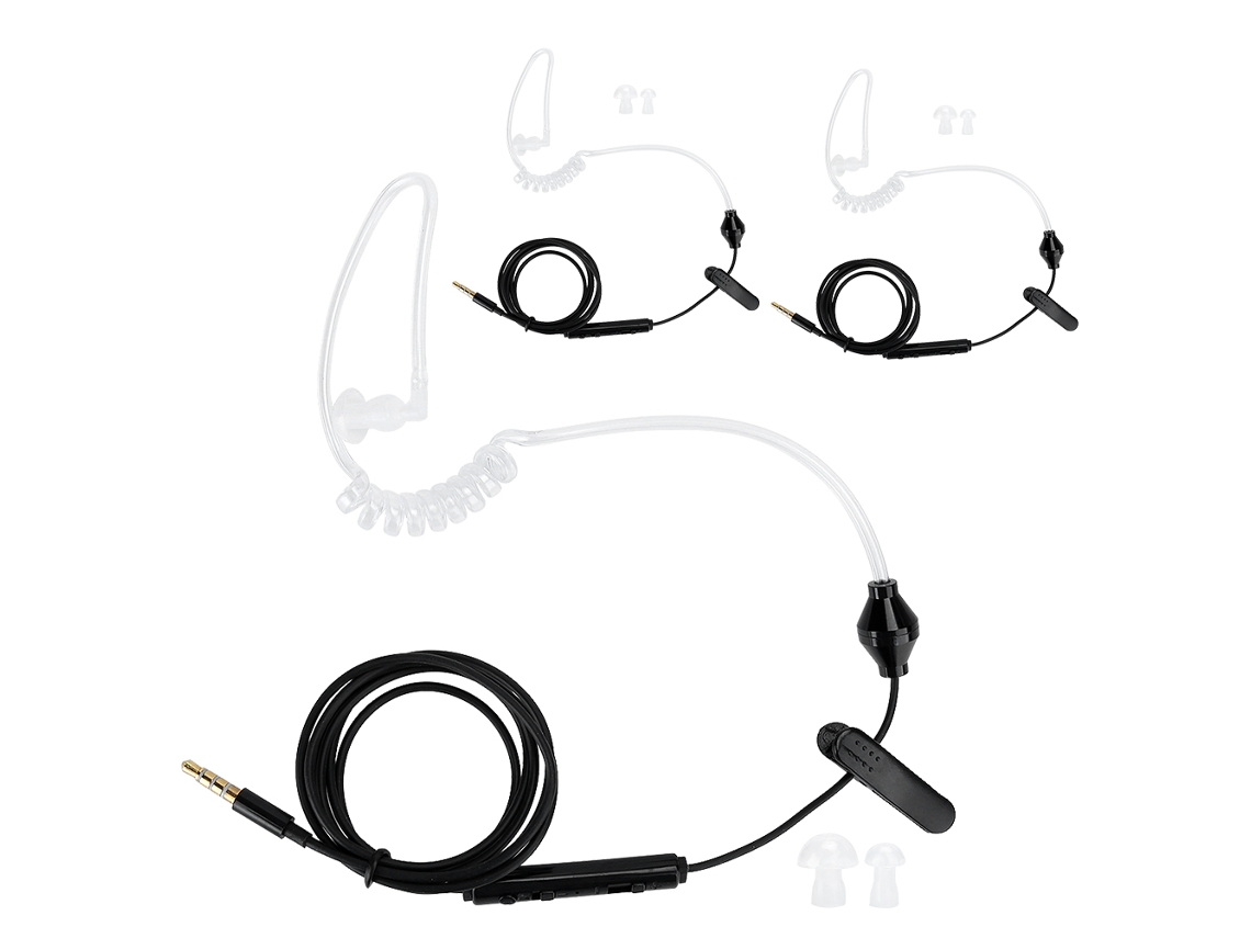 3 Pares De Auriculares Hrt-1 Air Tube Con Micrófono, Conector De 3,5 Mm Y Cable Negro.