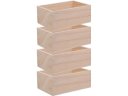 Juego De 4 Cajas De Almacenamiento De Madera Natural Hechas A Mano, Pequeñas Cajas Cuadradas De 15 X 10 X 6 Cm.