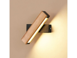 Lámpara de pared LED para interiores, diseño de madera, 4W, 400lm, luz cálida de 3000K, rotación de 360°, para dormitorio y sala de estar.