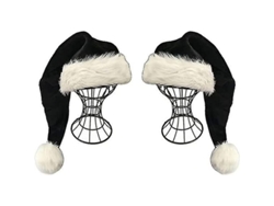 2026-2 Gorros De Papá Noel Negro Para Adultos - Lujo Plush Con Borde Blanco Navideño