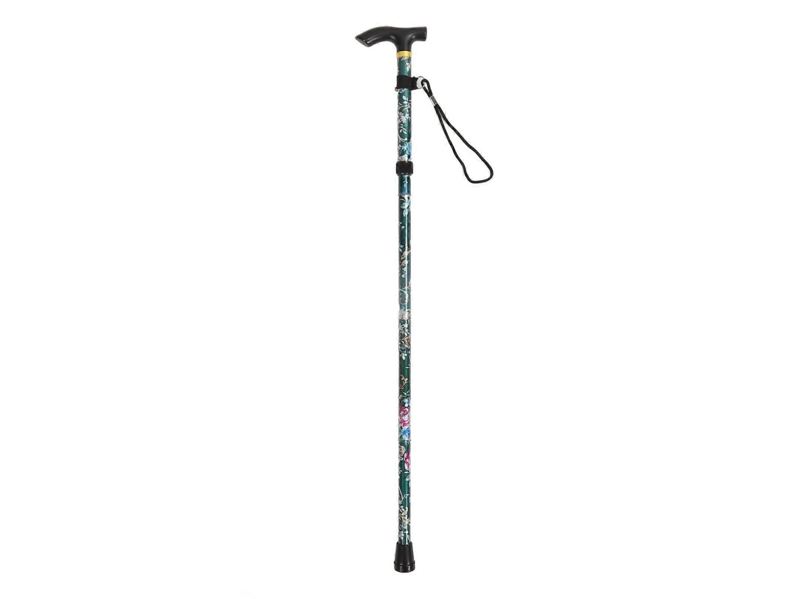 Bastón plegable de aluminio con 5 niveles de altura, ligero y estampado, ideal para senderismo y actividades al aire libre (verde - el color puede variar).