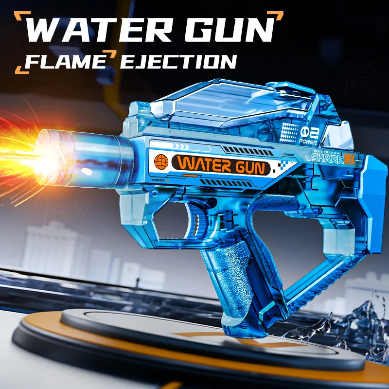 Pistola de agua totalmente automática con luz, disparo continuo, juguete acuático, juego de playa. MDUG (azul)