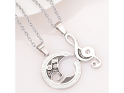 Collar Con Colgante De Rompecabezas De Cristal Con Nota Musical Para Parejas, Grabado Con "te Amo".