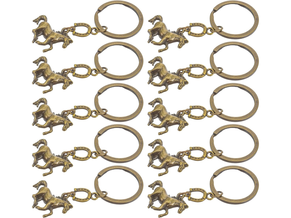 10 Llaveros De Metal Con Forma De Caballo, Acabado Detallado Y Suave, Decoración Sofisticada Para El Paquete.